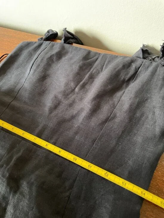 Reformation Spaulding 100% Linen Dress Sz 8  Black Ruffle Strap Formal Date - Picture 14 of 15